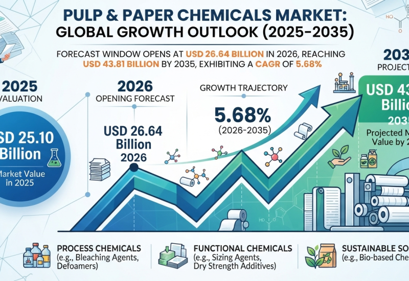 Pulp & Paper Chemicals Market Expands at 5.68% CAGR, Crossing $43.81 billion by 2035